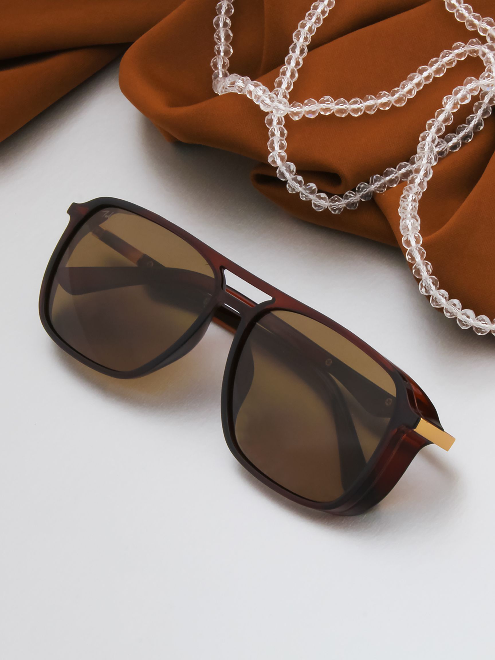 Ted Smith Unisex Brown Lens & Brown Aviator Sunglasses with Polarised Lens