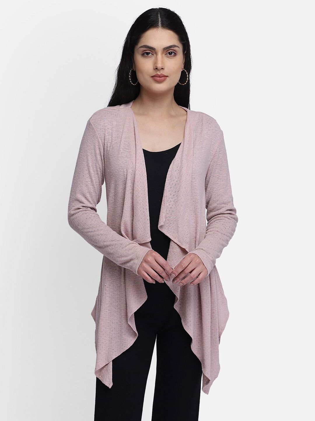 Yaadleen Women Mauve Waterfall Shrug Price in India