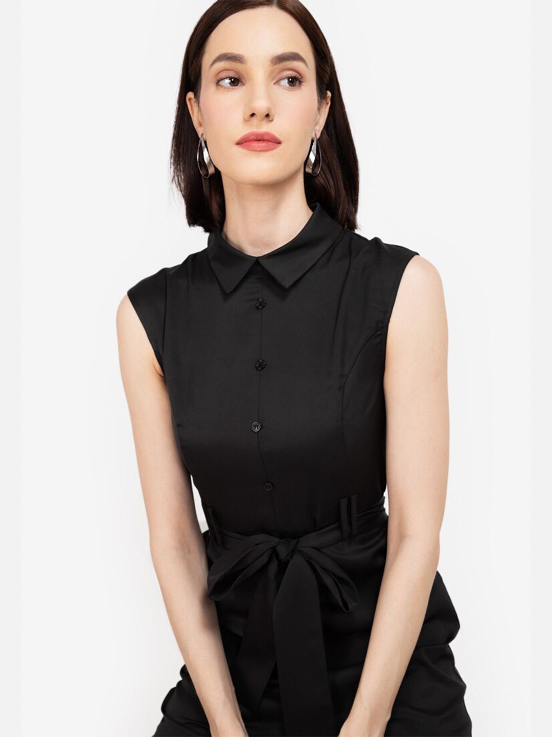 ZALORA WORK Women Black Basic Jumpsuit With Belt Price in India