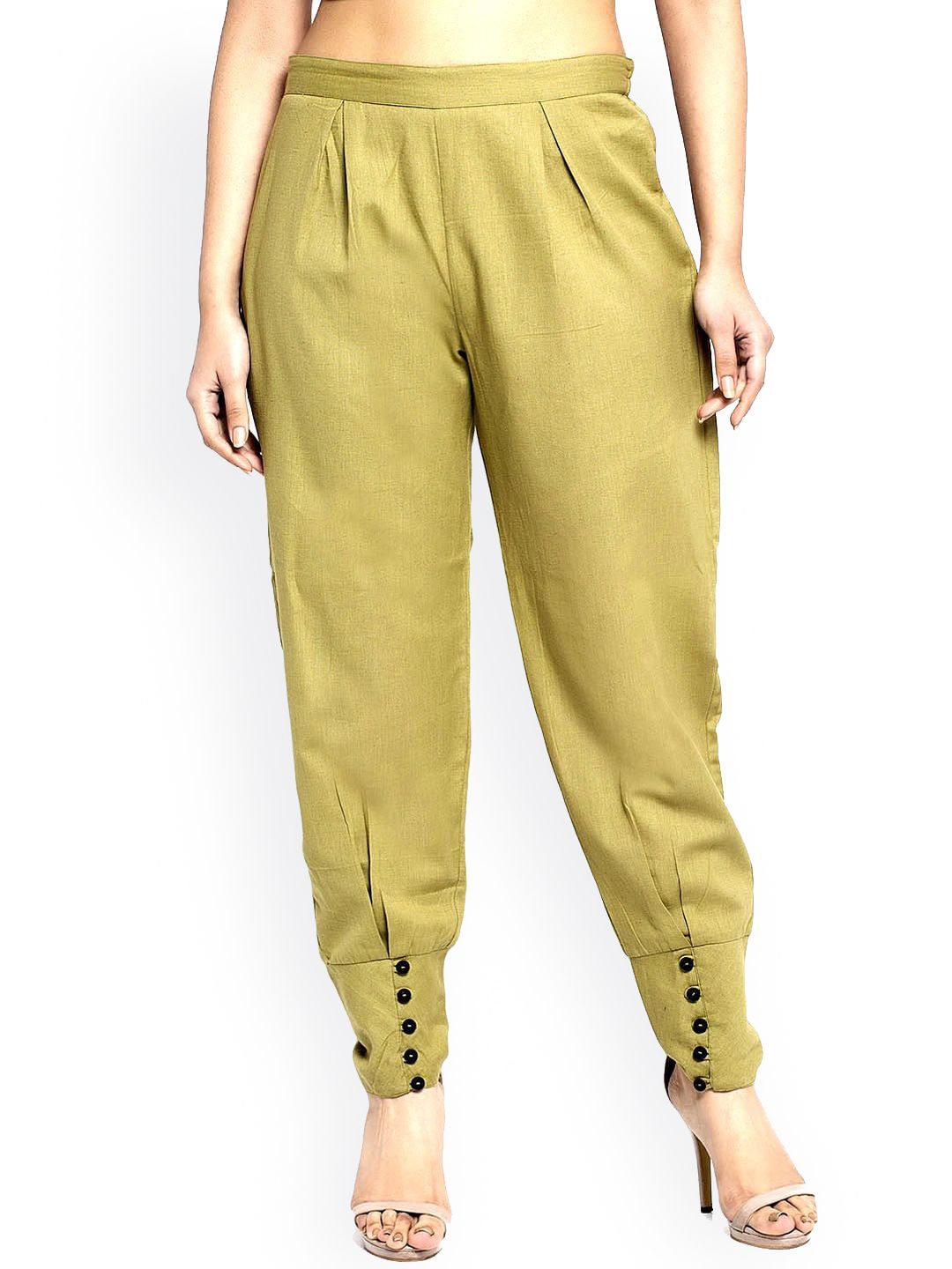 Aujjessa Women Beige Smart Pleated Jodhpuri Trousers Price in India