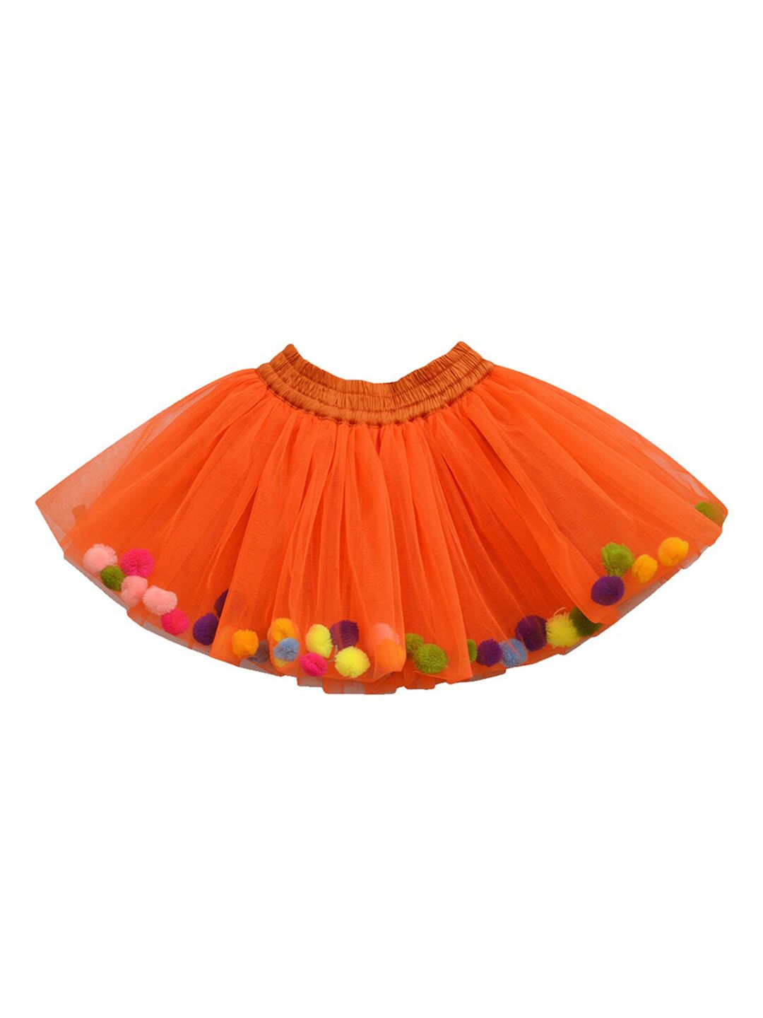 A.T.U.N. Girls Orange Solid Flared Mini Skirt