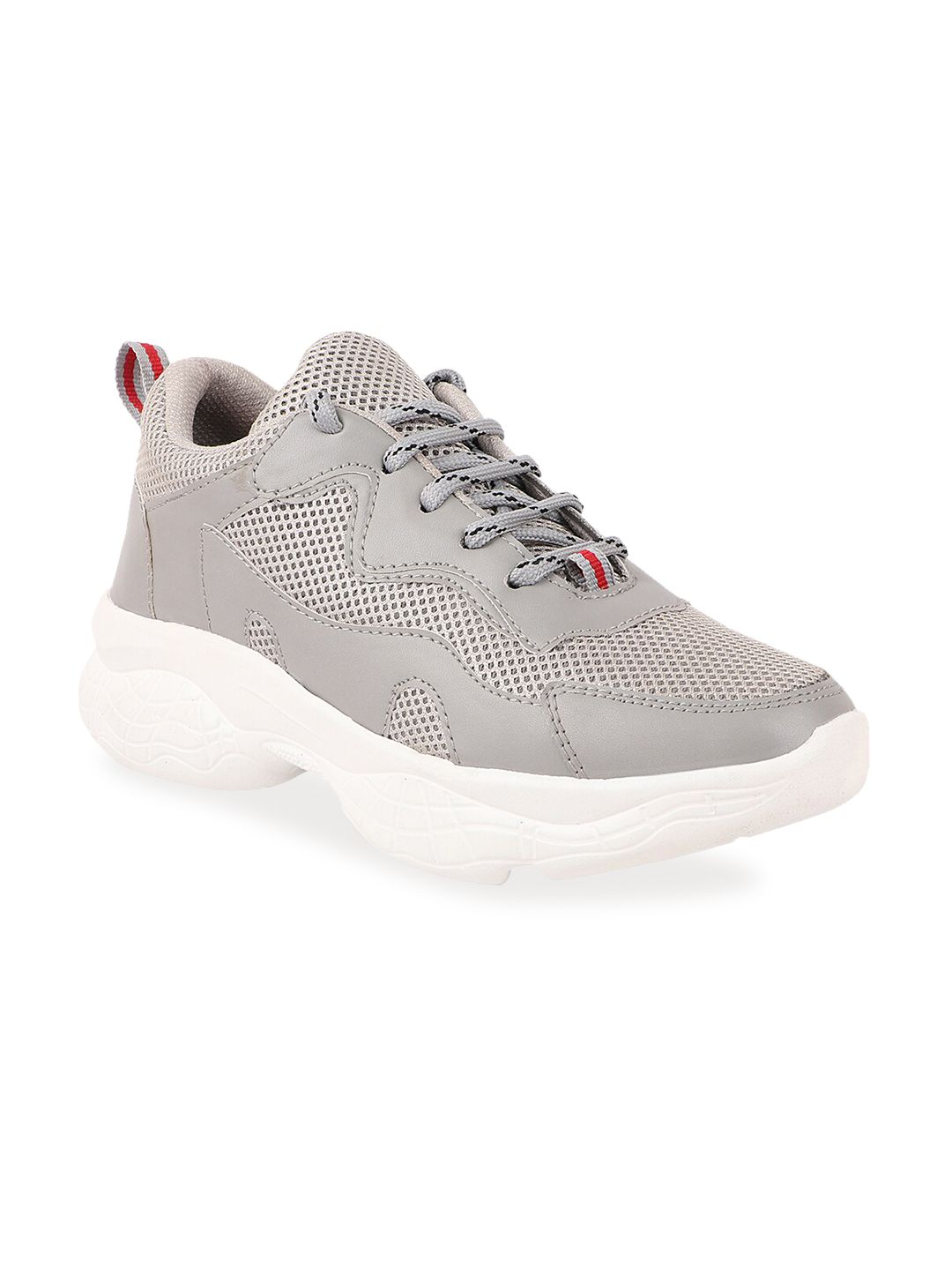 Shoetopia Women Grey & White Solid Walking Shoes Price in India