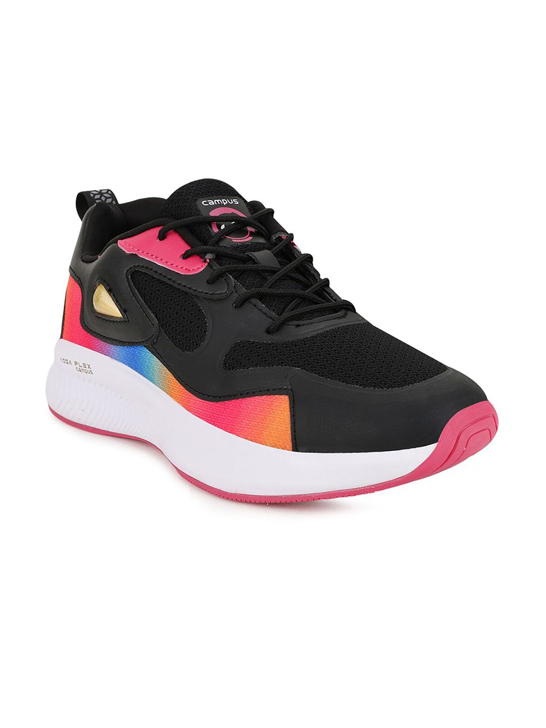 Campus Women Black & Pink Running Shoes Price in India