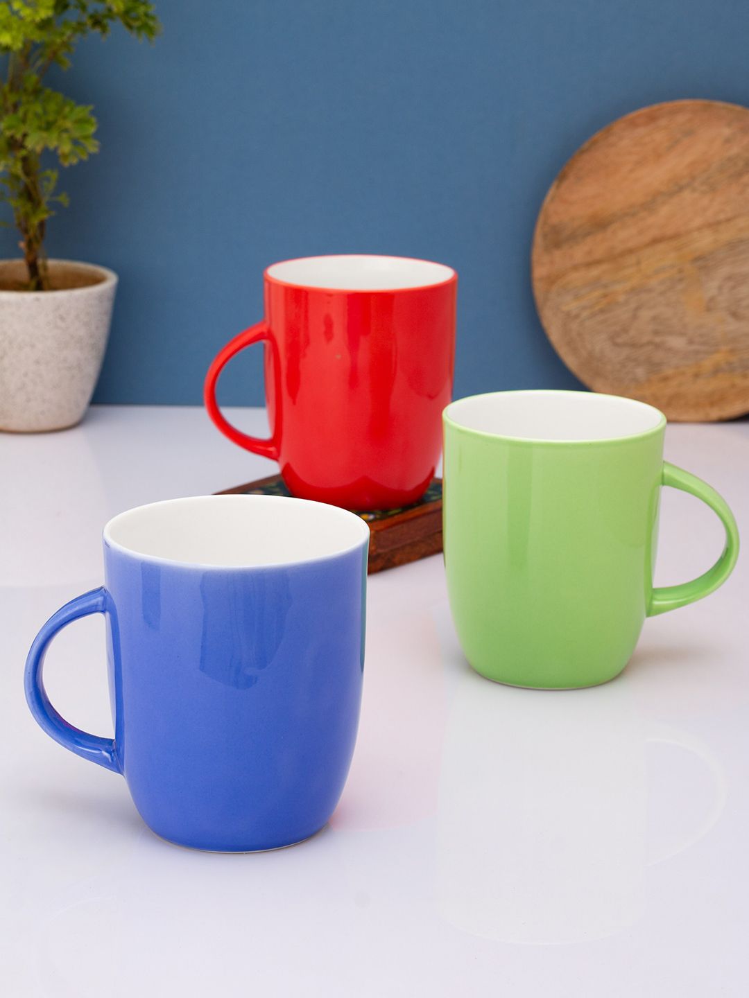 CLAY CRAFT Set of 3 Solid Ceramic Glossy Mugs Price in India