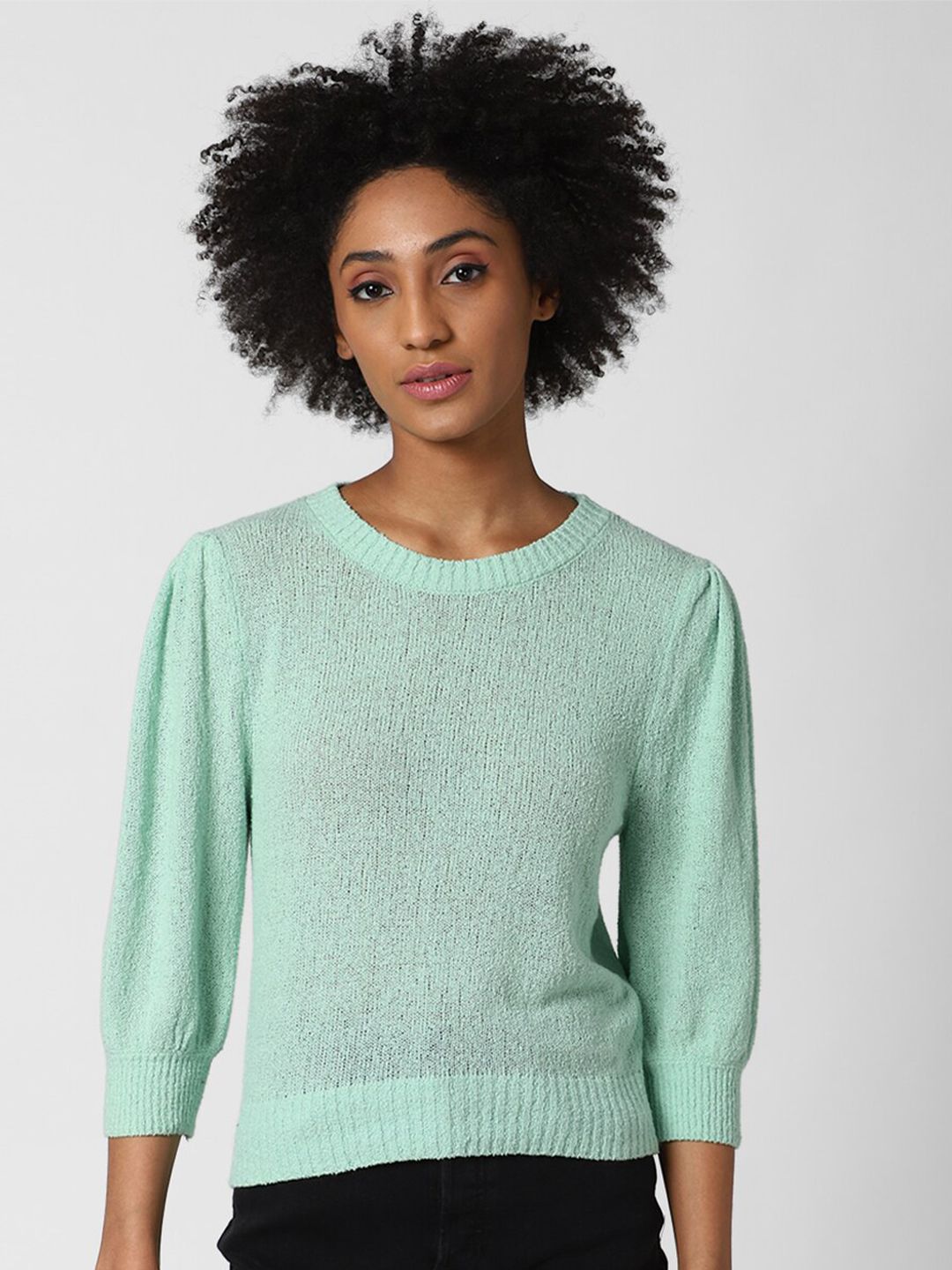 FOREVER 21 Women Green Solid Pullover Price in India