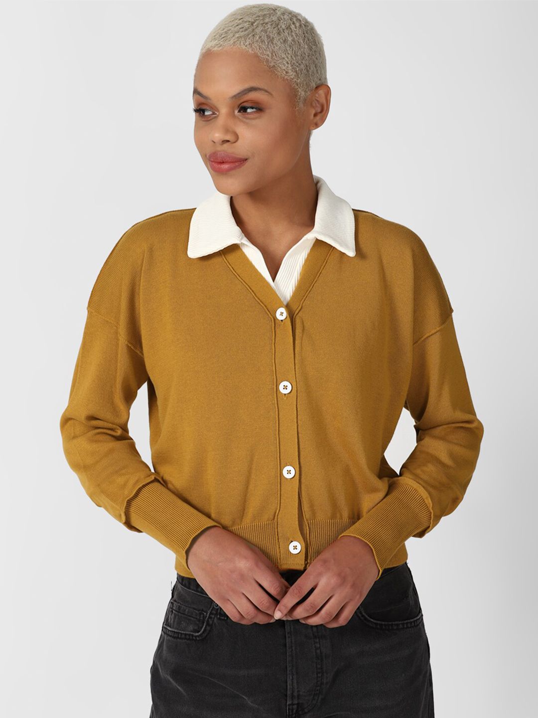 FOREVER 21 Women Brown Solid Cardigan Price in India