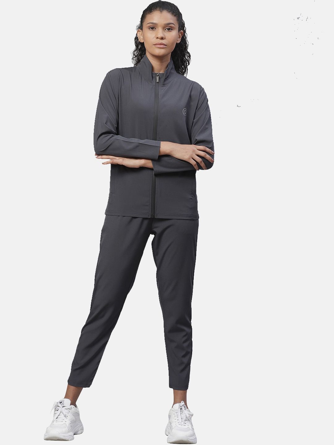 Chkokko Women Grey Solid Tracksuit Price in India