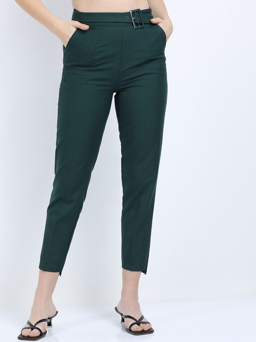 Tokyo Talkies Women Green Skinny Fit Chinos Trousers Price in India