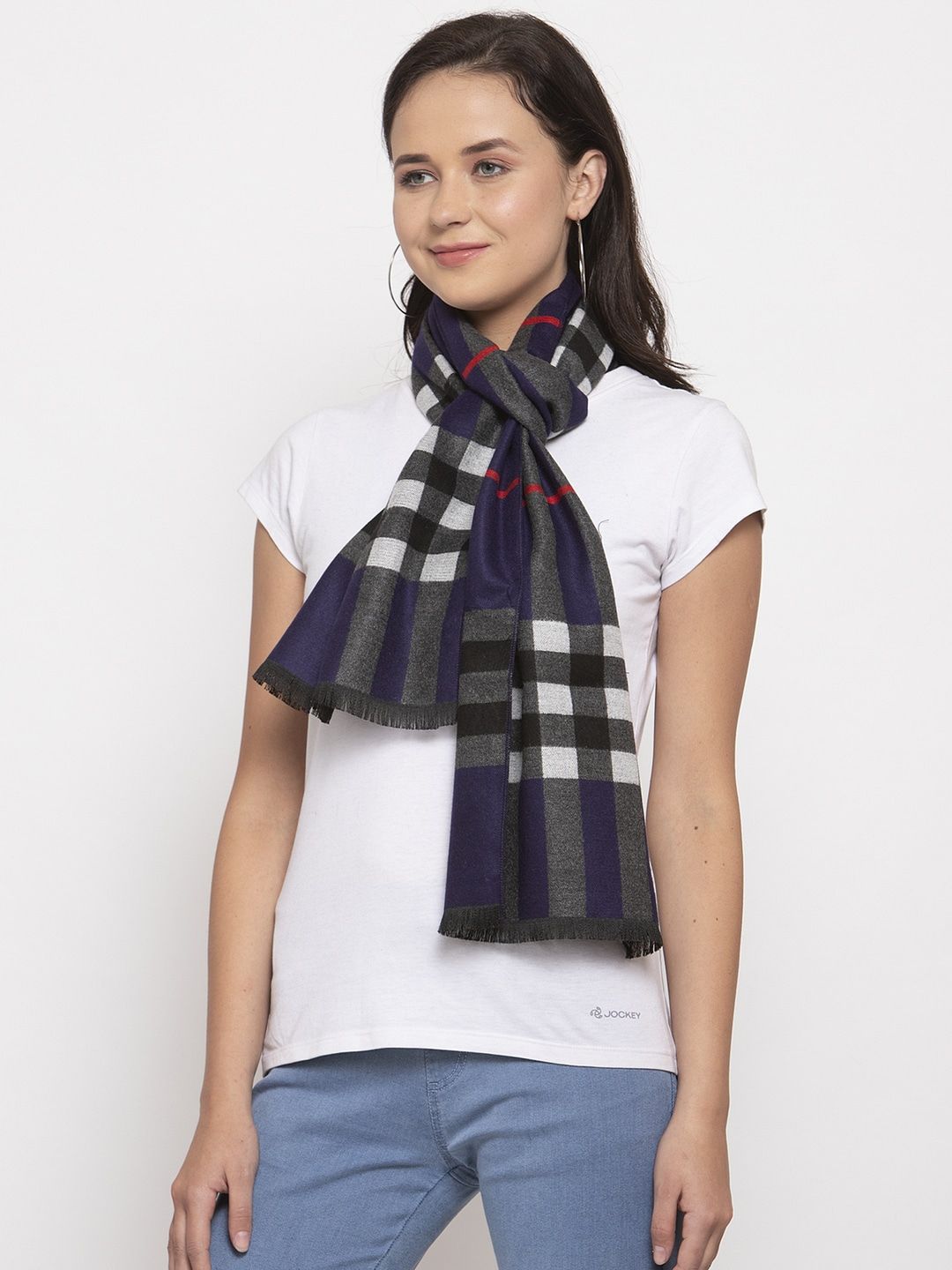 MAXENCE Unisex Blue & White Checked Stole Price in India