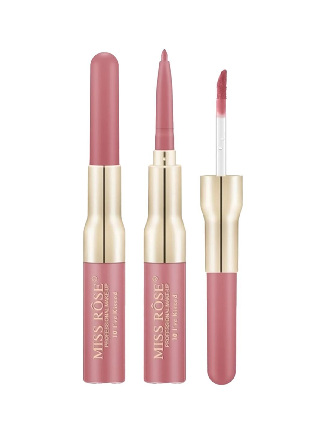 MISS ROSE 2 in 1 Matte Lipliner And Liquid Lip Gloss - 10 I've Kissed Price in India