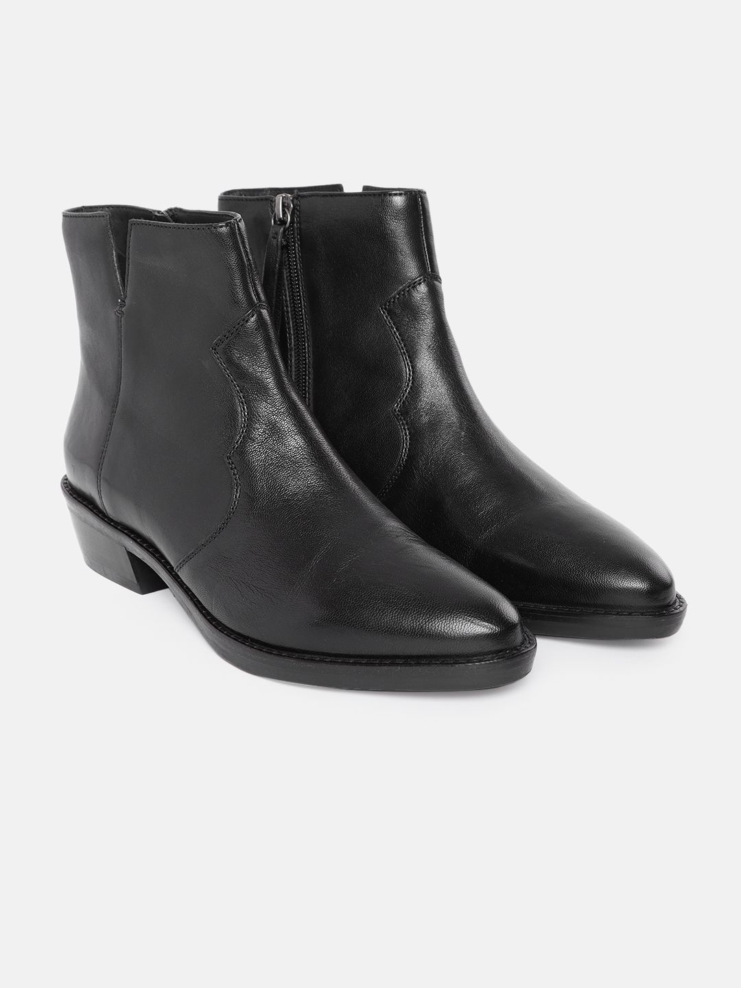 Geox Black Leather High-Top Platform Heeled Boots Price in India