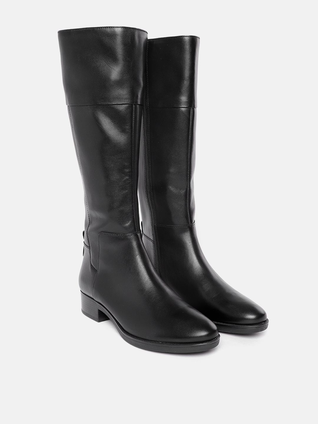 Geox Black Leather Comfort Heeled Boots Price in India