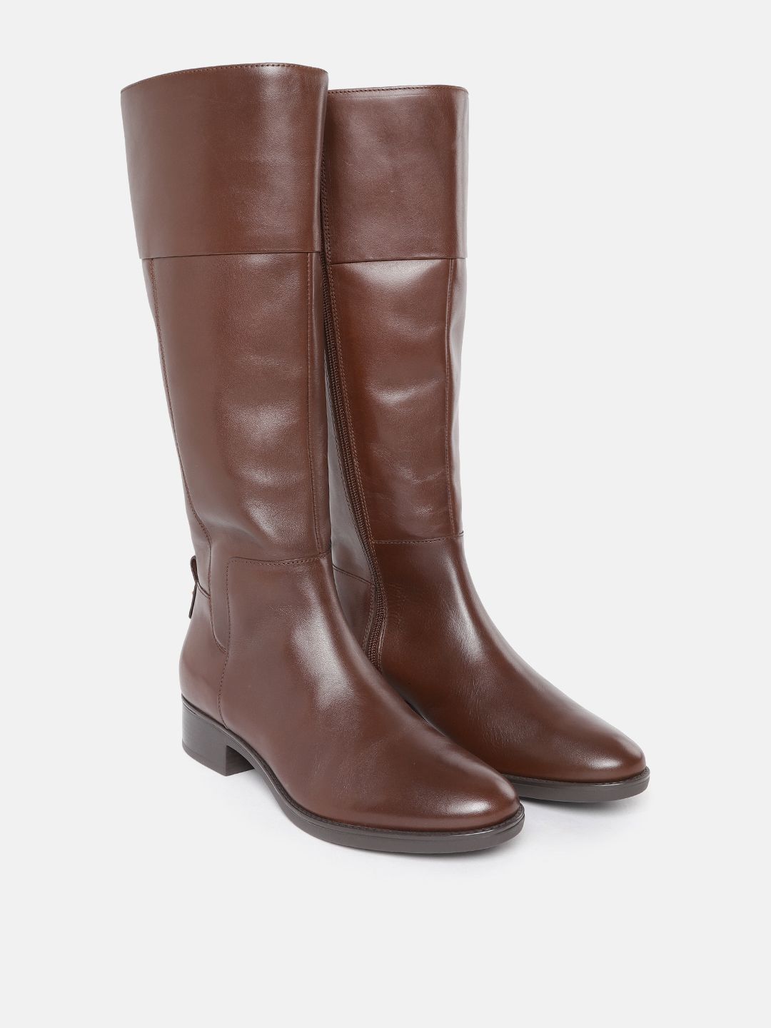 Geox Brown Leather High-Top Comfort Heeled Boots Price in India