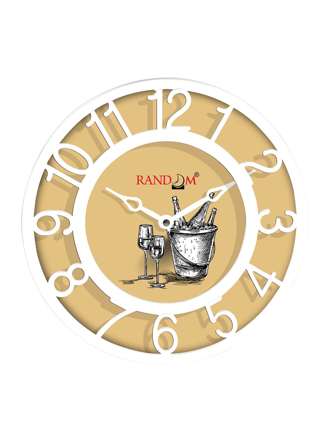 RANDOM Camel Brown & White Printed Contemporary Wall Clock Price in India