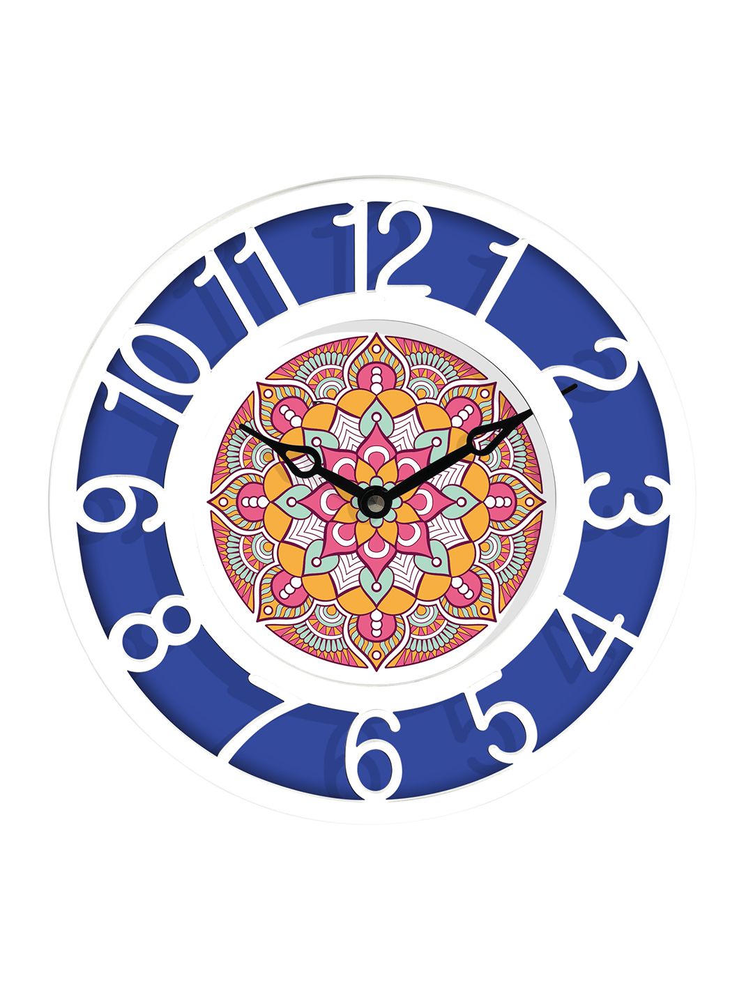 RANDOM Blue & White Printed Contemporary Wall Clock Price in India