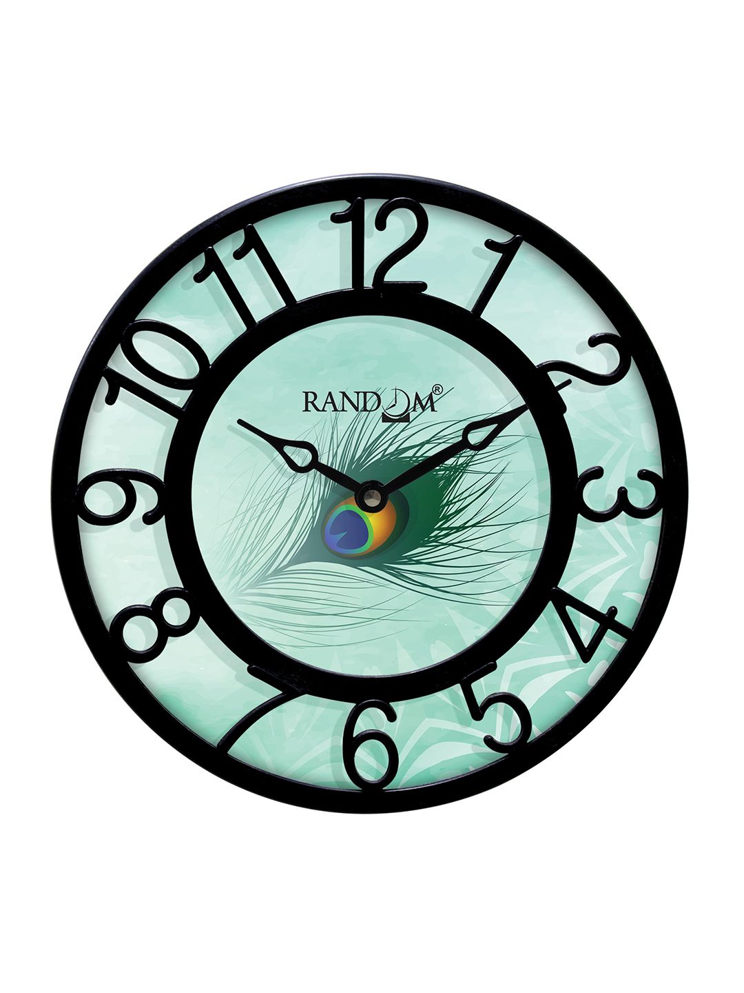 RANDOM Sea Green & Black Printed Contemporary Wall Clock Price in India