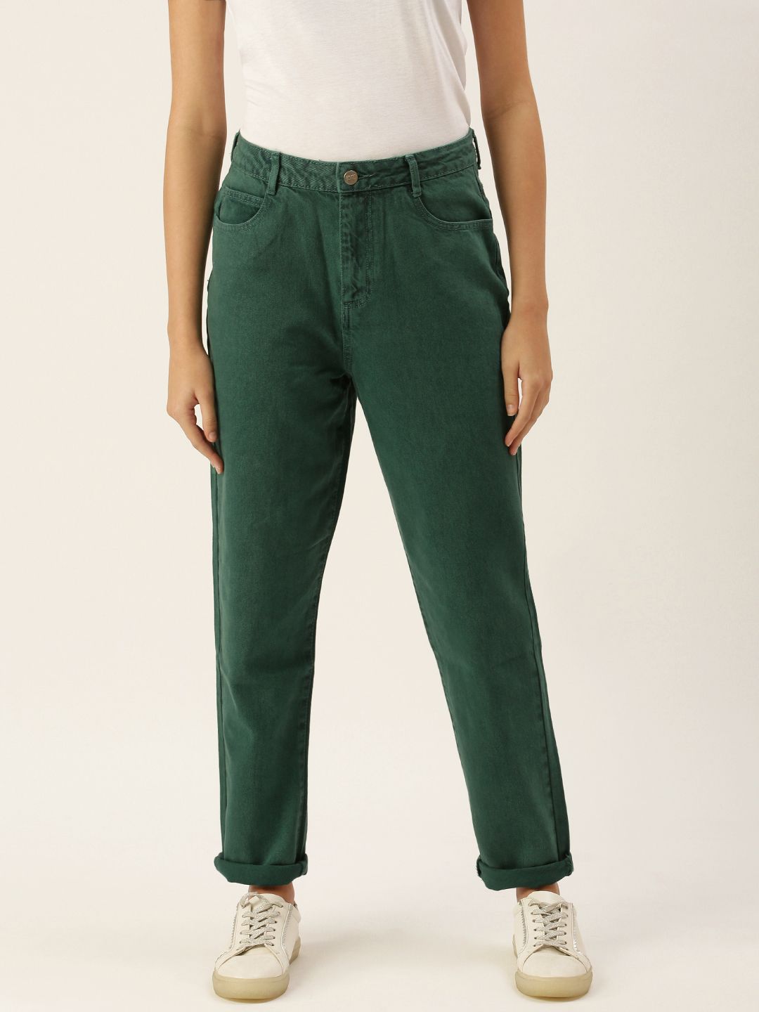 FOREVER 21 Women Green Slim Fit High-Rise Stretchable Jeans Price in India