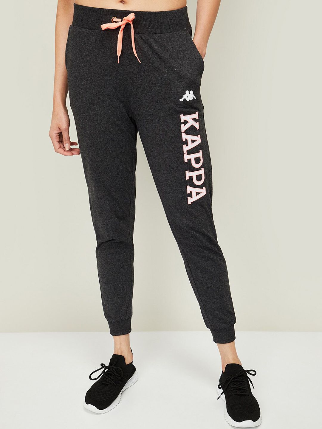 Kappa Women Black Solid Cotton Sports Joggers Price in India