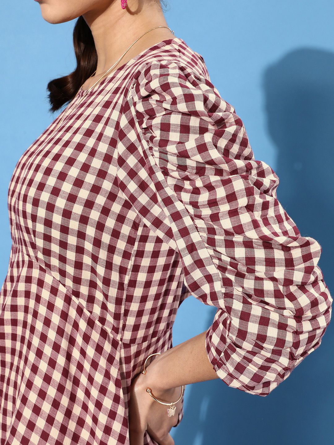 Buy Popnetic Women Gorgeous Red Gingham Checked Top - Tops for
