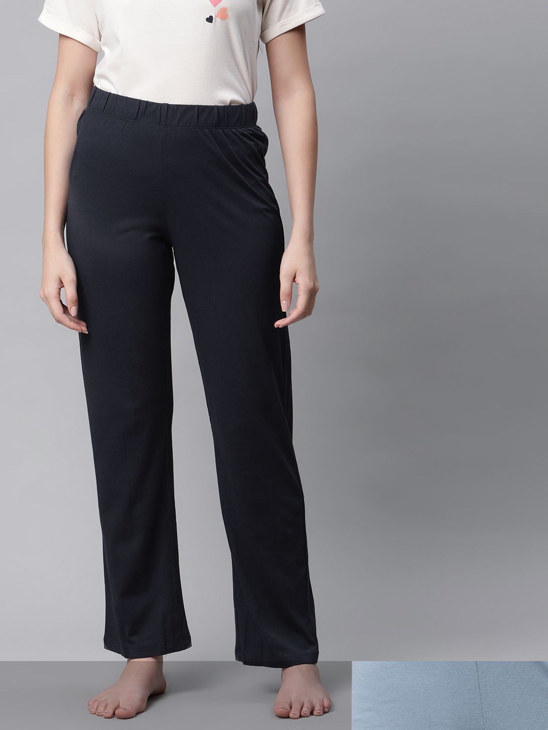 Marks & Spencer Women Pack of 2 Solid Straight Lounge Pants Price in India