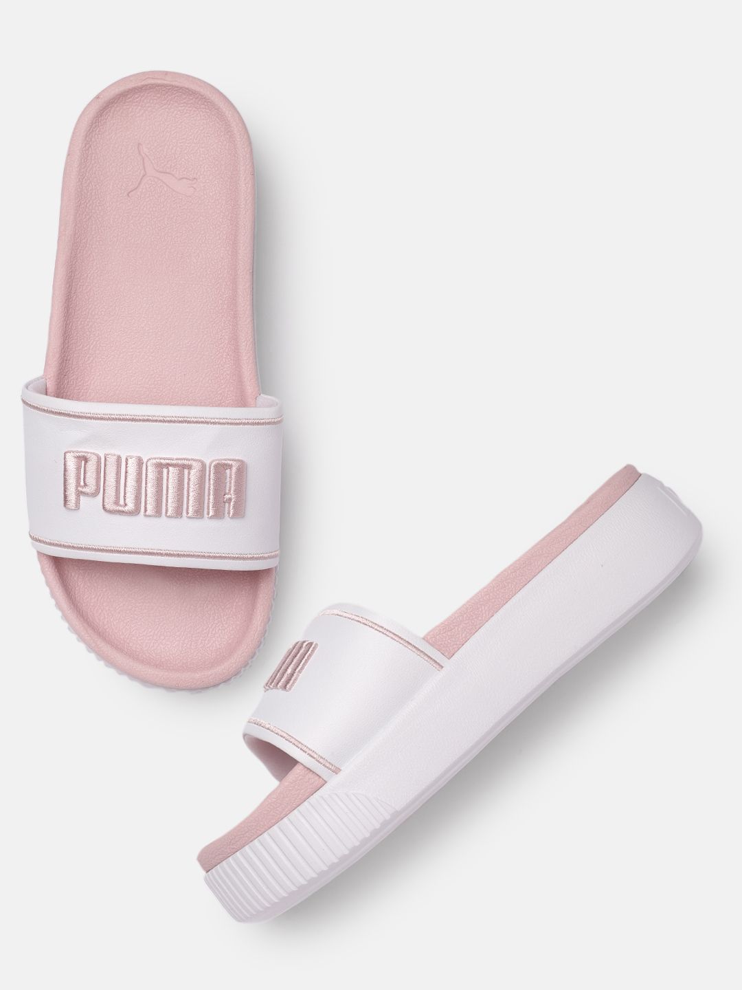 Puma Women White & Pink Sliders Price in India