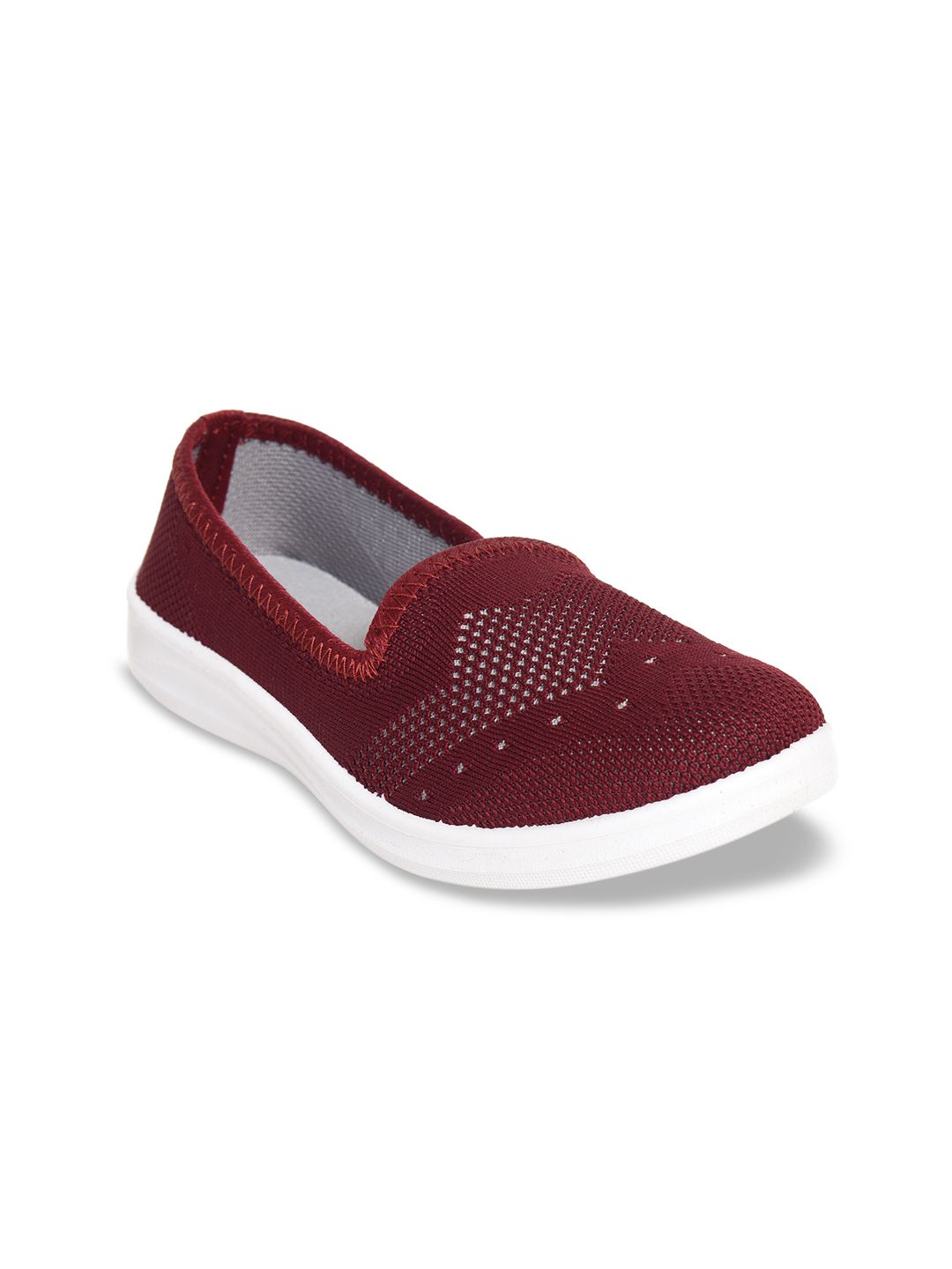 Ajanta Women Maroon Woven Design Slip-On Sneakers Price in India