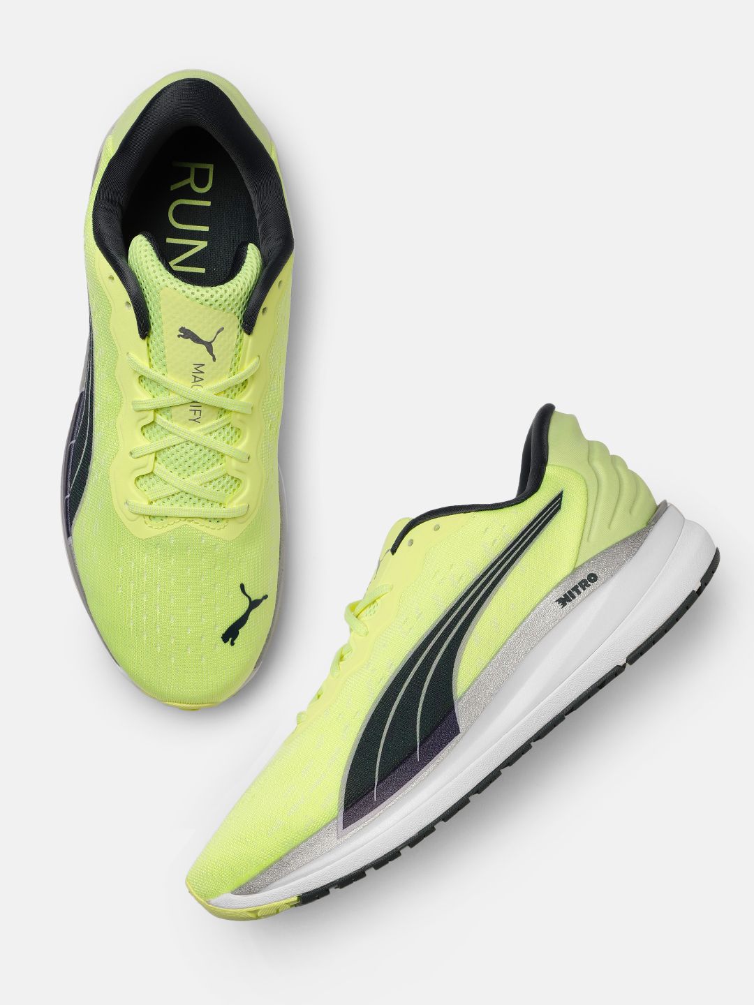 Puma Men Fluorescent Green Magnify Nitro Running Shoes