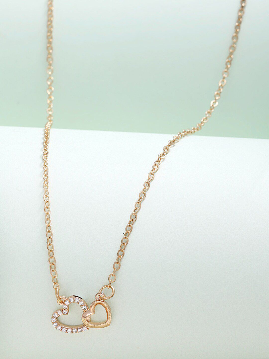 Ferosh Gold-Toned & White Stone-Studded Heart-Shaped Necklace Price in India