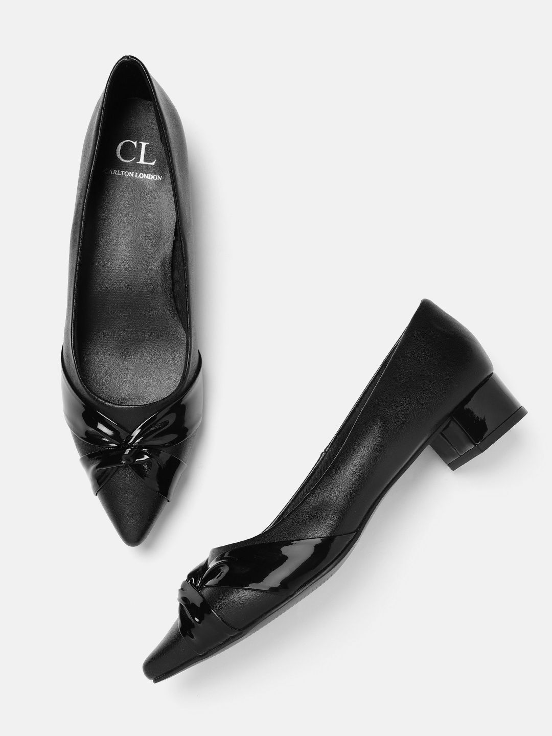 Carlton London Women Black Solid Ballerinas with Twisted Detail