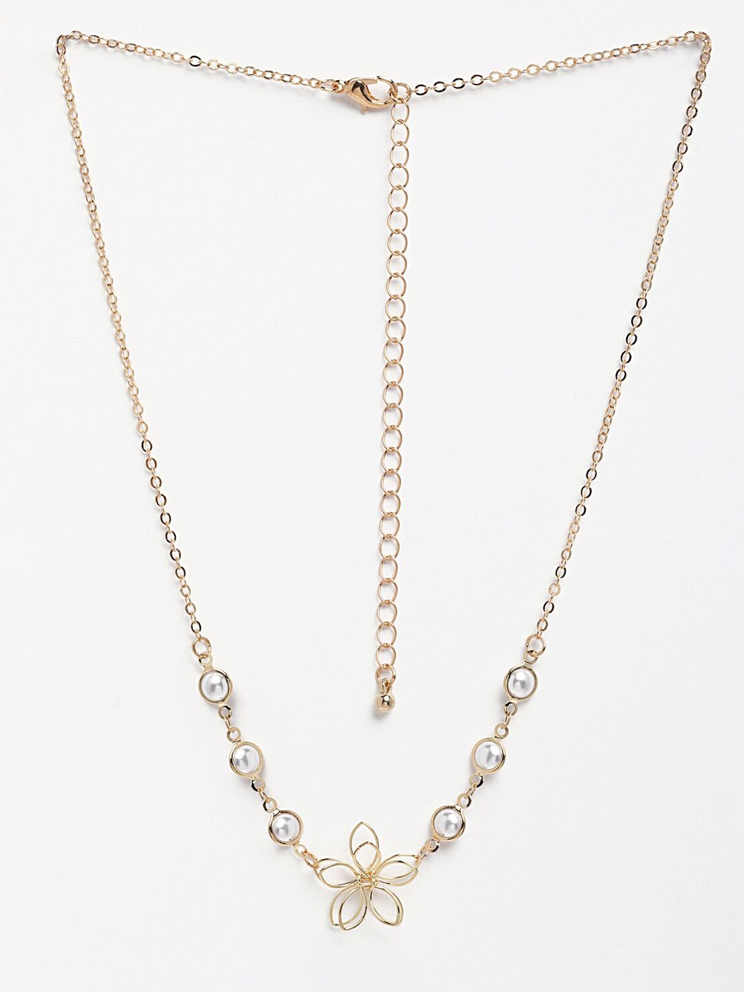 Ferosh Women Gold & White Pearl Open Necklace Price in India