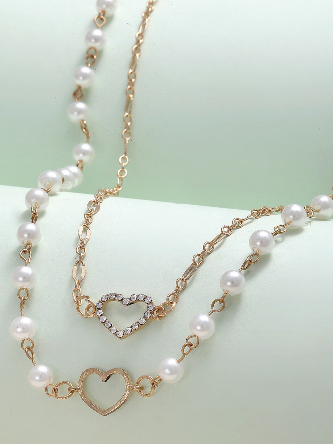 Ferosh Gold-Toned & White Layered Necklace Price in India