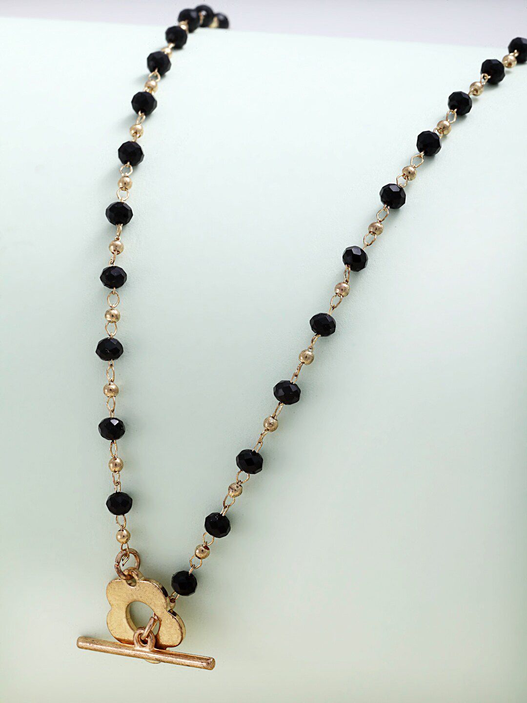 Ferosh Women Black & Gold-Toned Choker Minimal Necklace Chain Price in India