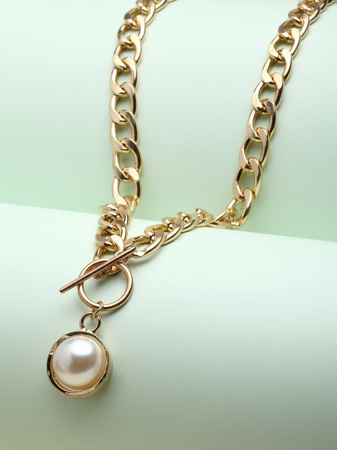 Ferosh Gold-Toned & White Open Necklace Price in India