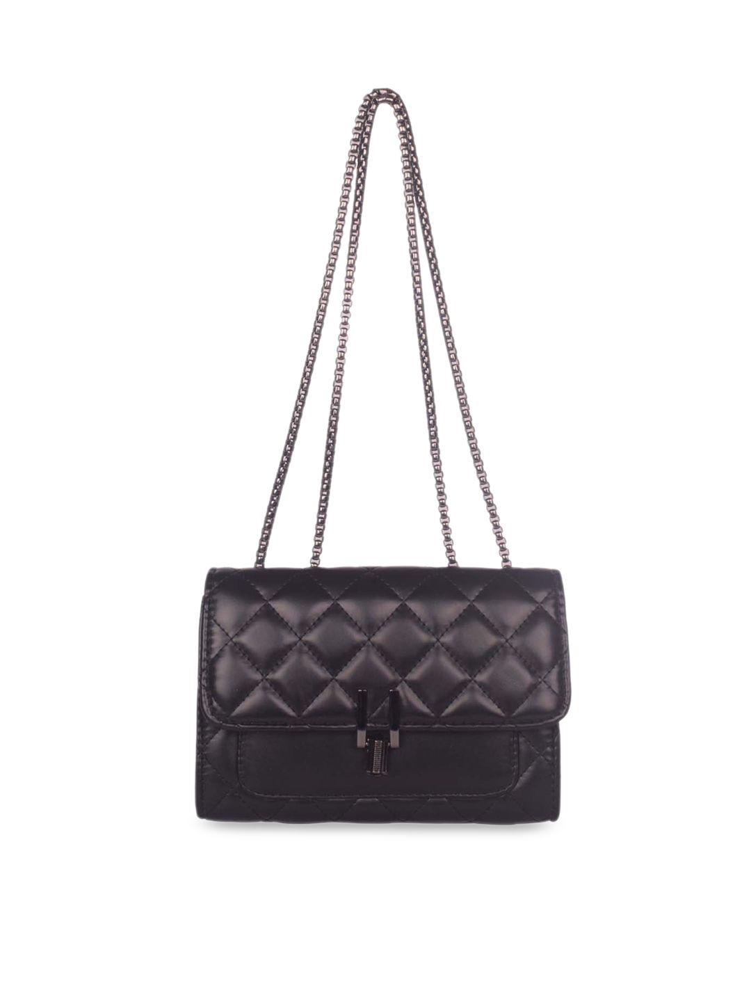 Bagkok Women Black Textured PU Shopper Sling Bag Price in India