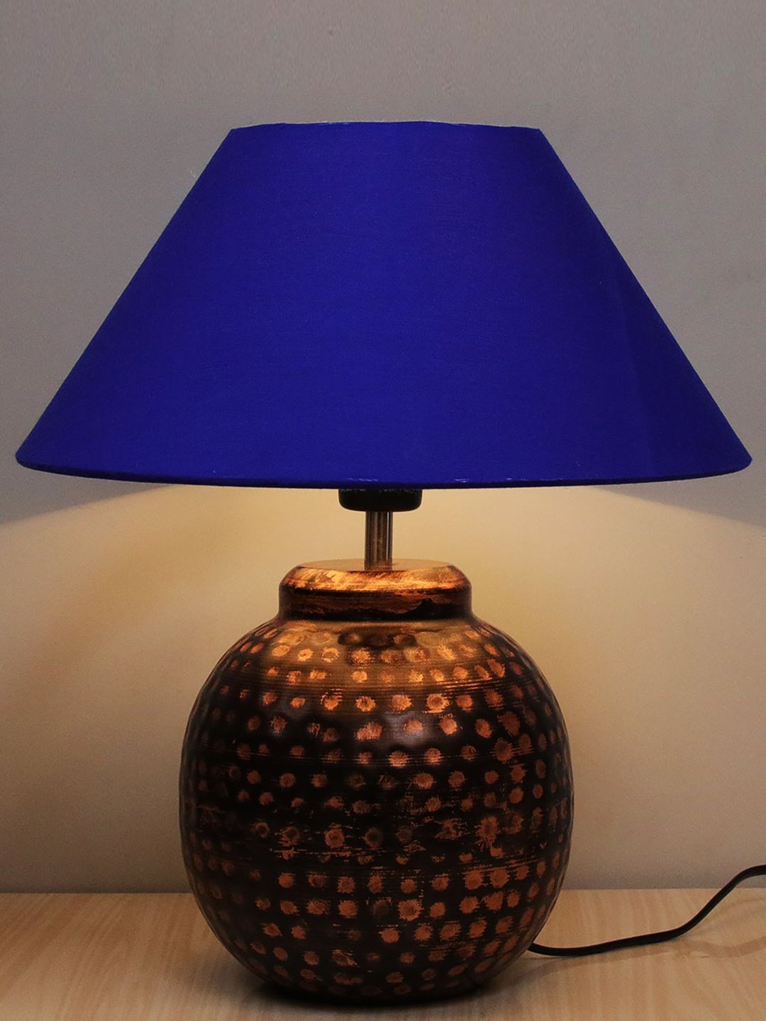 Homesake Brown & Blue Oil-Rubbed Ginger Jar Table Lamp with Shade Price in India