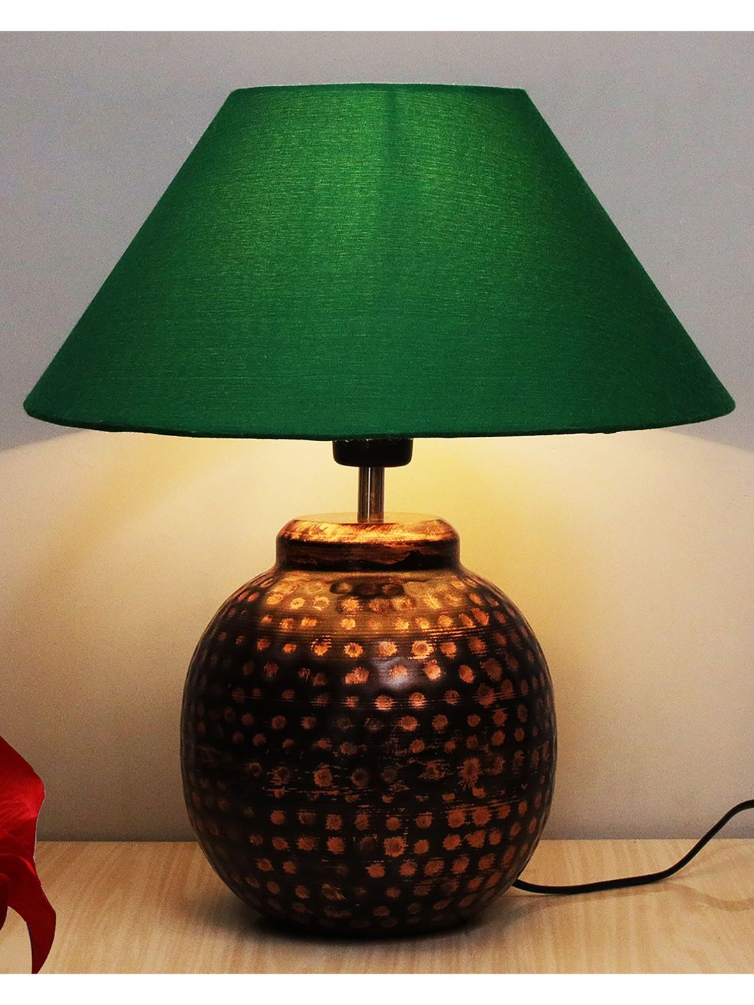 Homesake Green Oil-Rubbed Ginger Jar Table Lamp With Shade Price in India