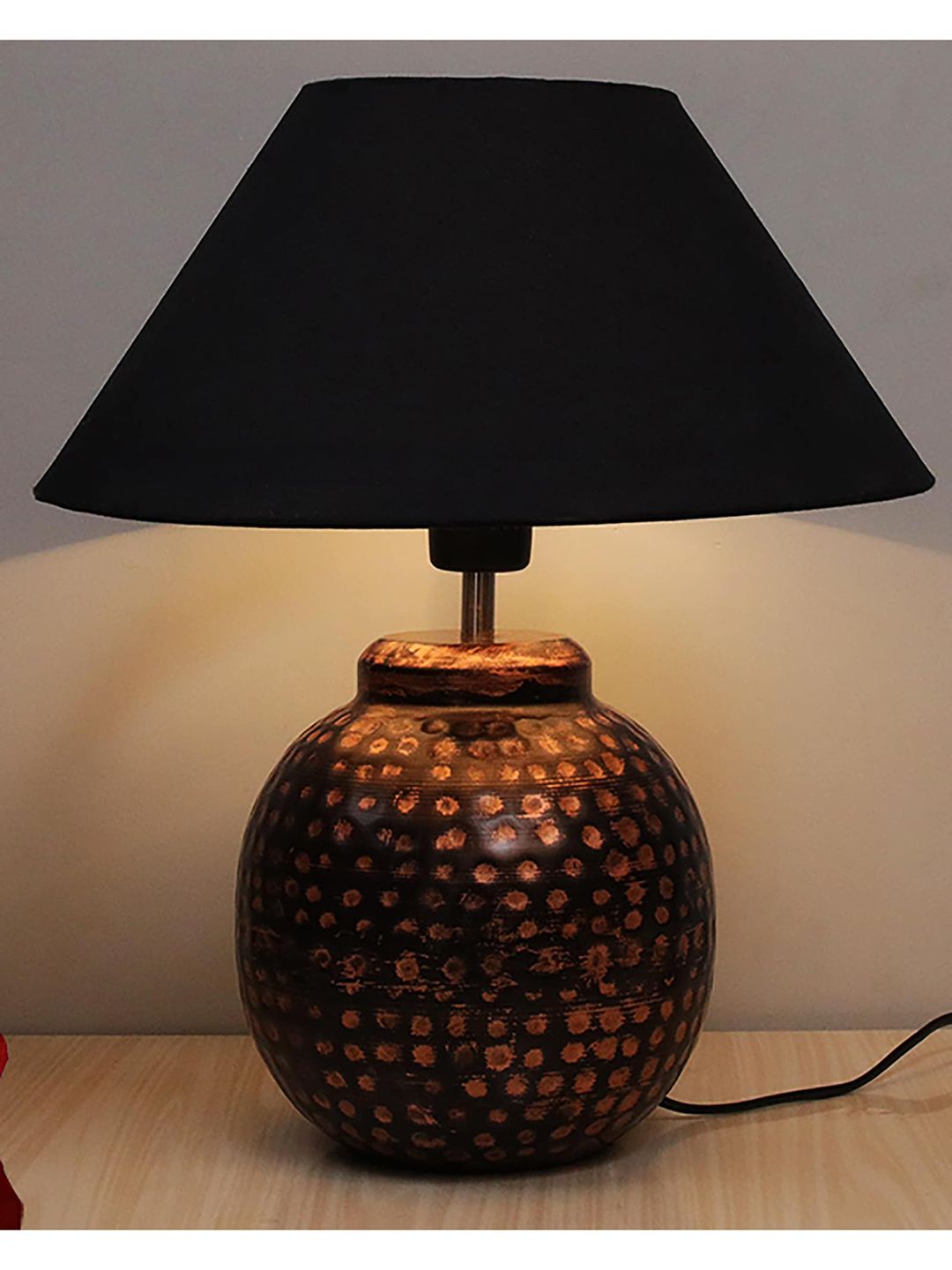 Homesake Black Antique Hammered Table Lamp With Shade Price in India