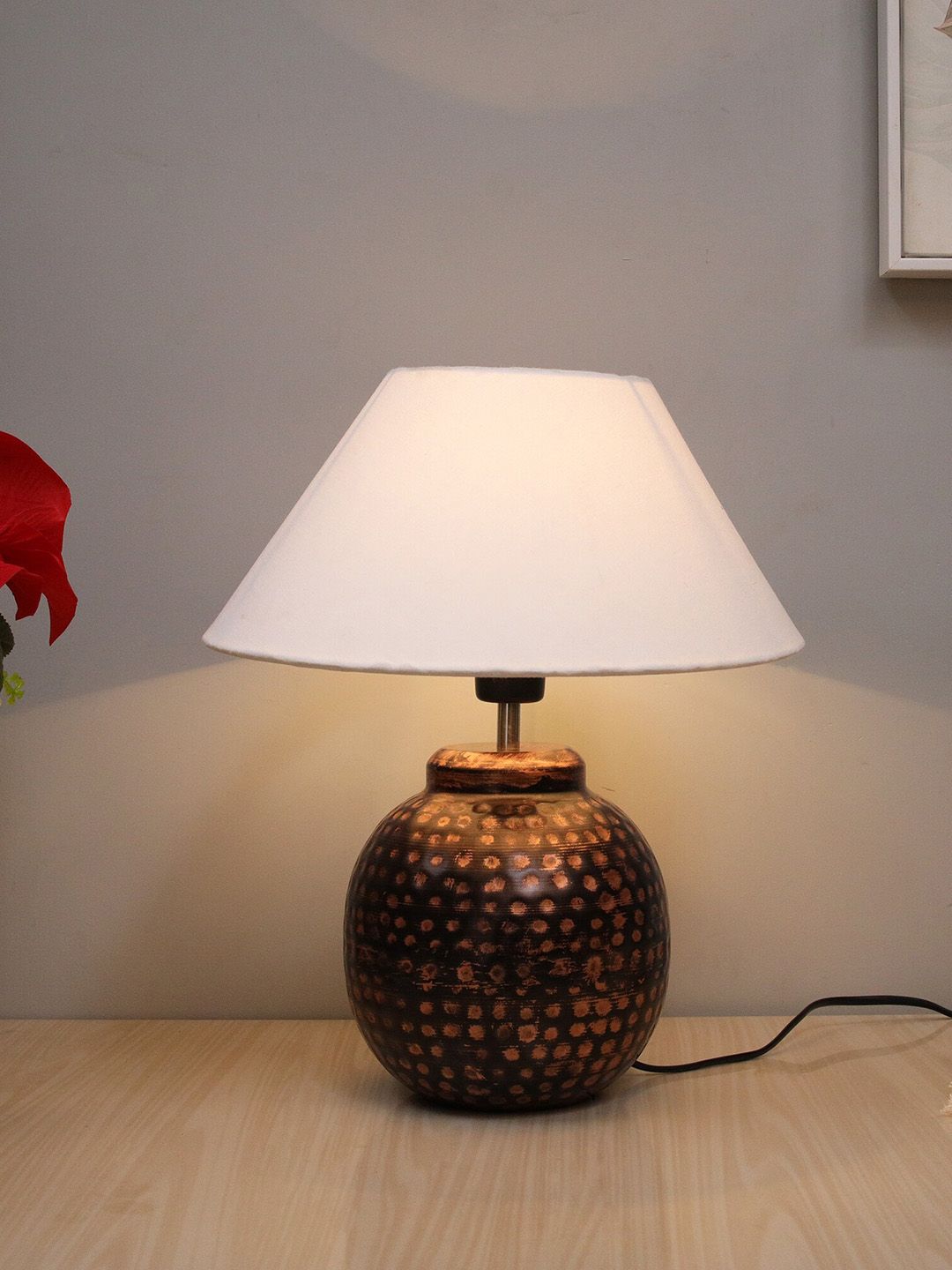 Homesake Brown & White Oil-Rubbed Ginger Jar Table Lamp with Shade Price in India