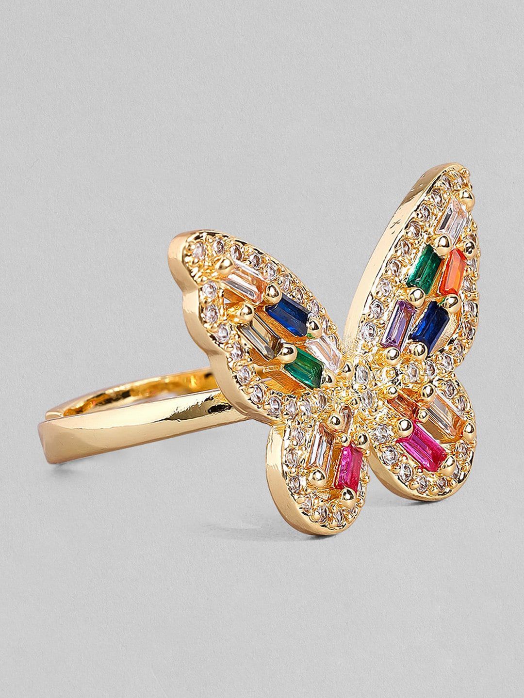 Rubans Voguish Women Gold-Toned Stone Studded Butterfly Shaped Ring Price  in India, Full Specifications & Offers