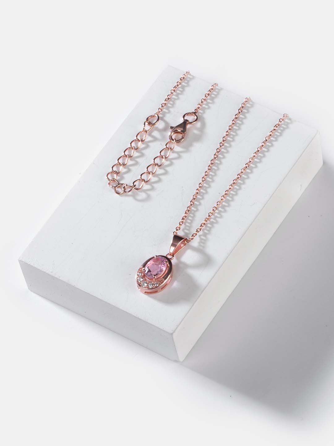 SHAYA Gold-Toned & Pink Sterling Silver Gold-Plated Necklace Price in India