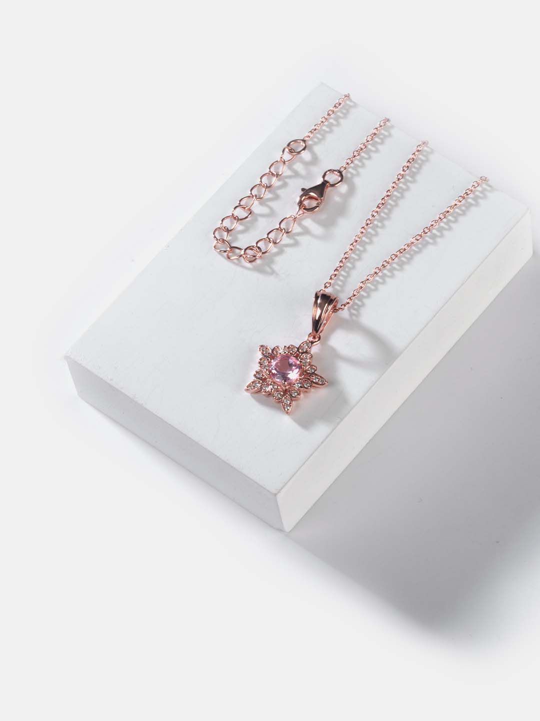 SHAYA Rose & Pink Sterling Silver Rose Gold-Plated Nebula Star Pendant Necklace Price in India