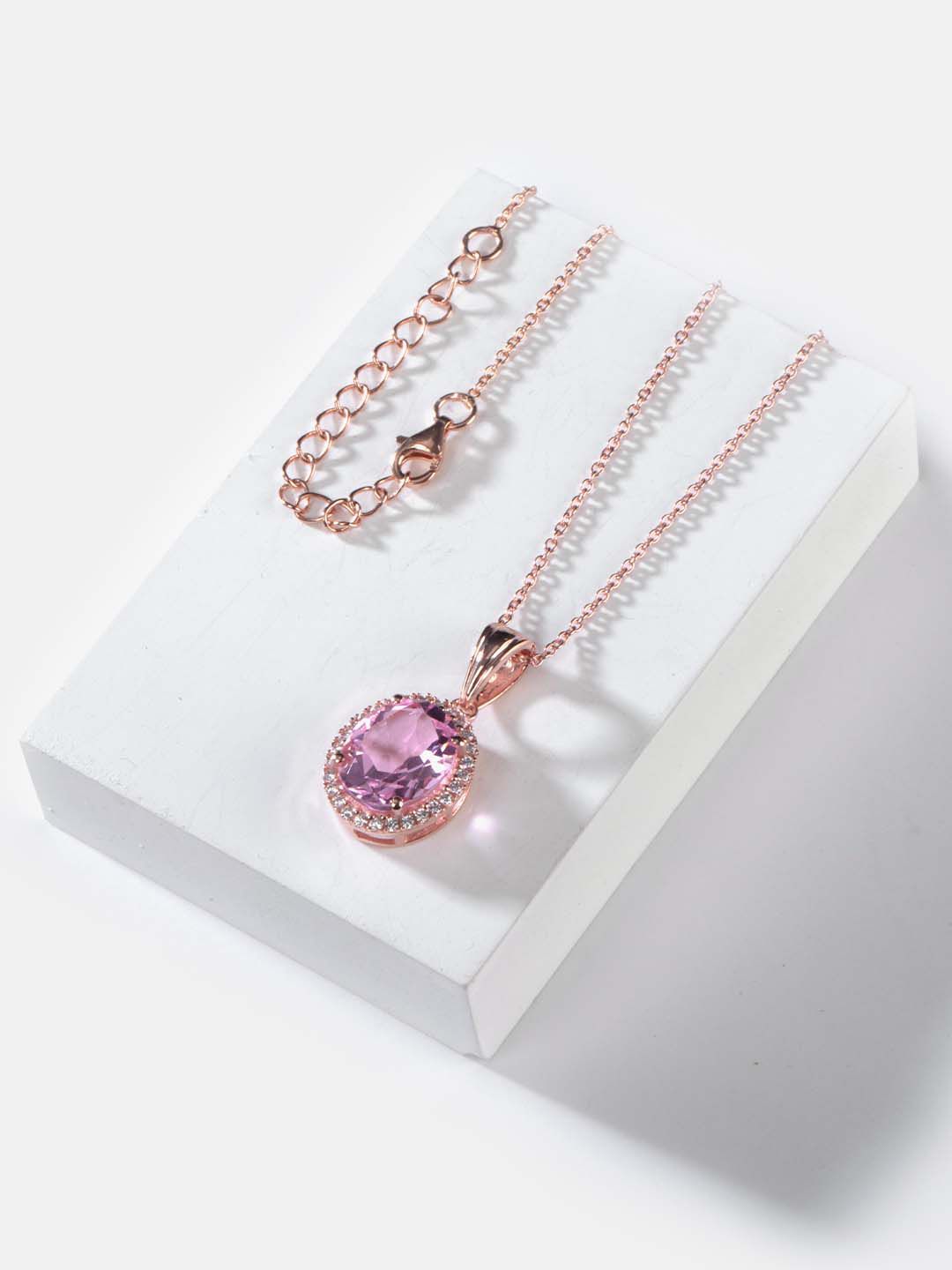 SHAYA Gold-Toned & Pink Sterling Silver Rose Gold-Plated Necklace Price in India