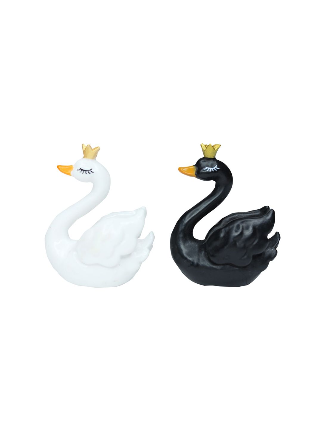 Wonderland Set of 2 Black & White Swans Miniature Garden Accessory Price in India
