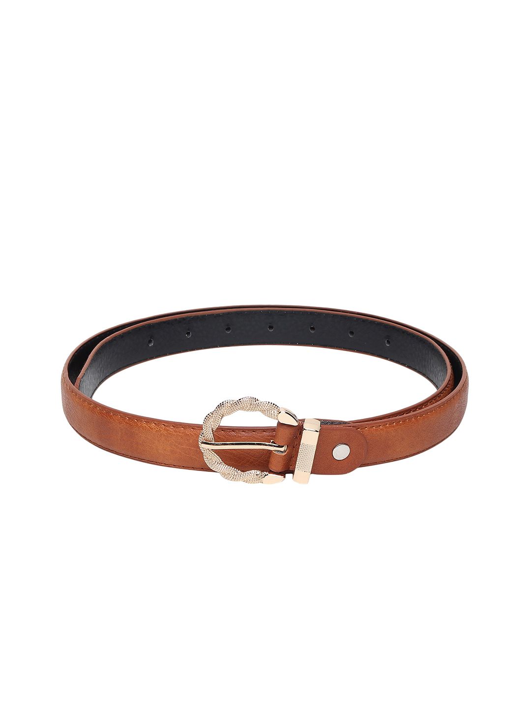 Swiss Design Women Tan Textured PU Belt Price in India