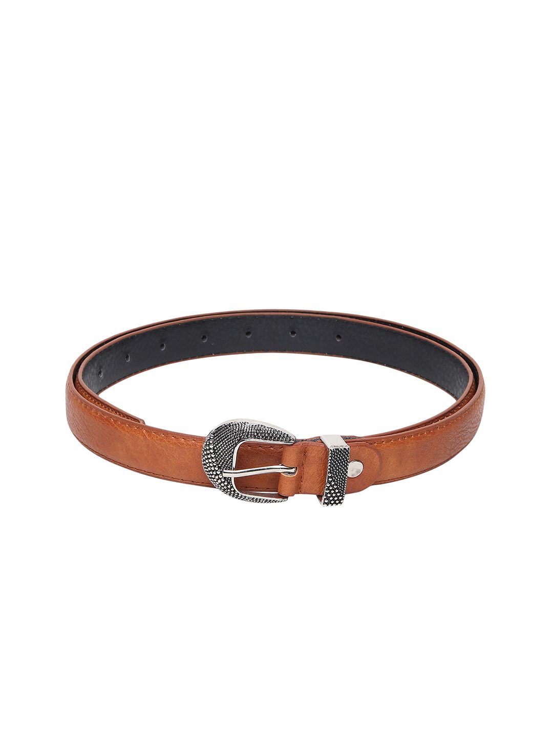 Swiss Design Women Tan Textured PU Belt Price in India