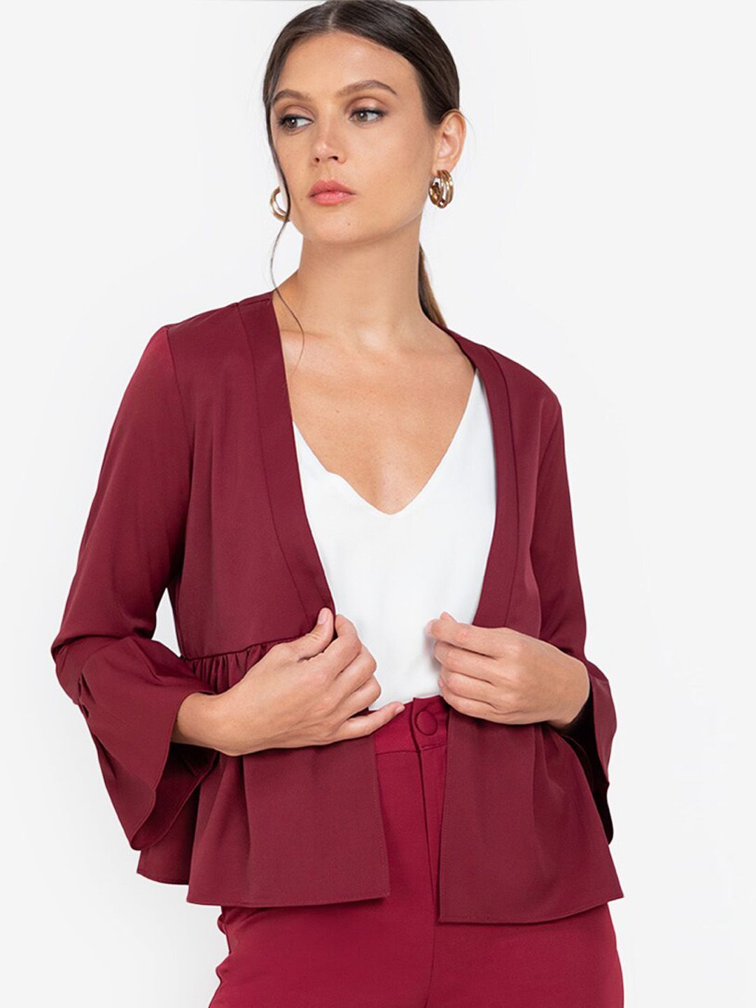 ZALORA WORK Women Red Open Front Jacket Price in India