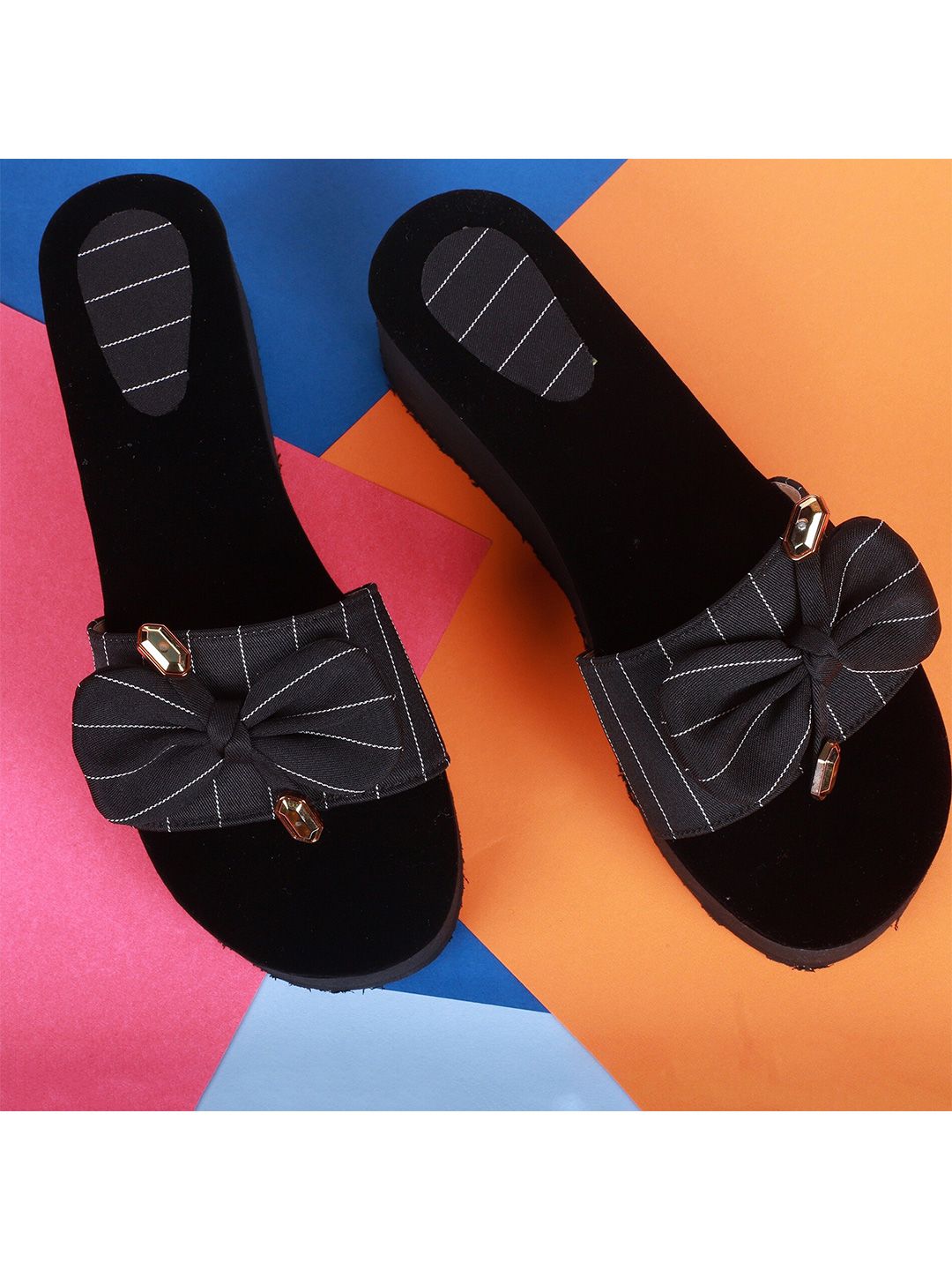 FABBMATE Women Black & White Sliders Price in India