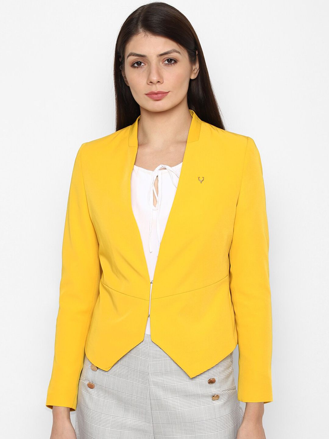 Allen Solly Woman Yellow Open Front Blazer Price in India