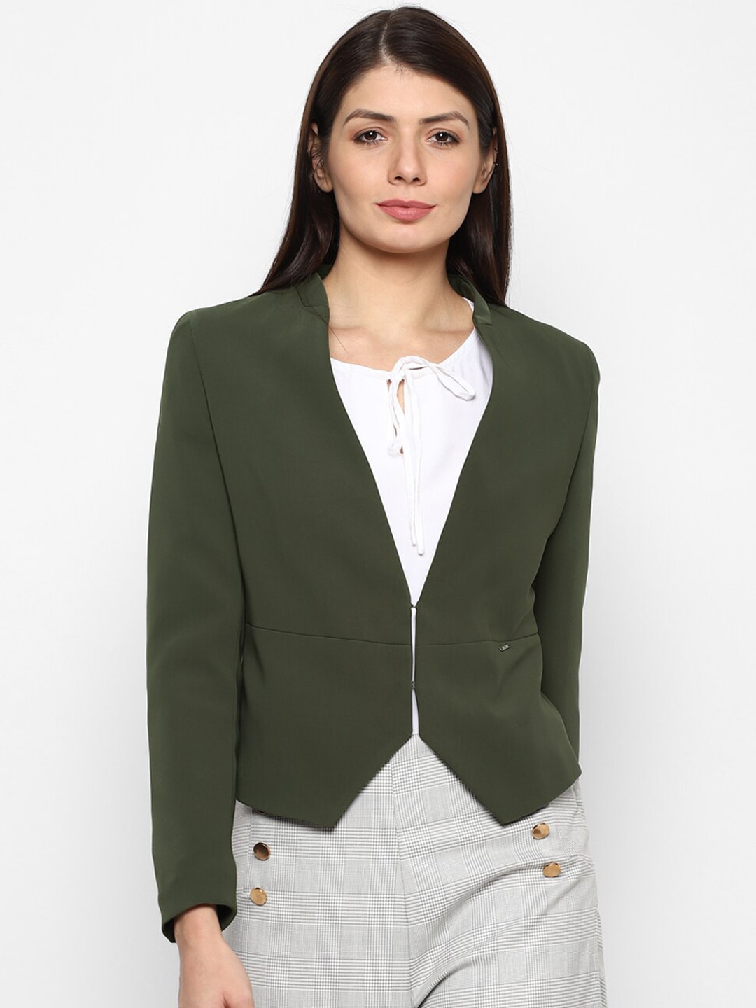Allen Solly Woman Women Olive Solid Blazer Price in India