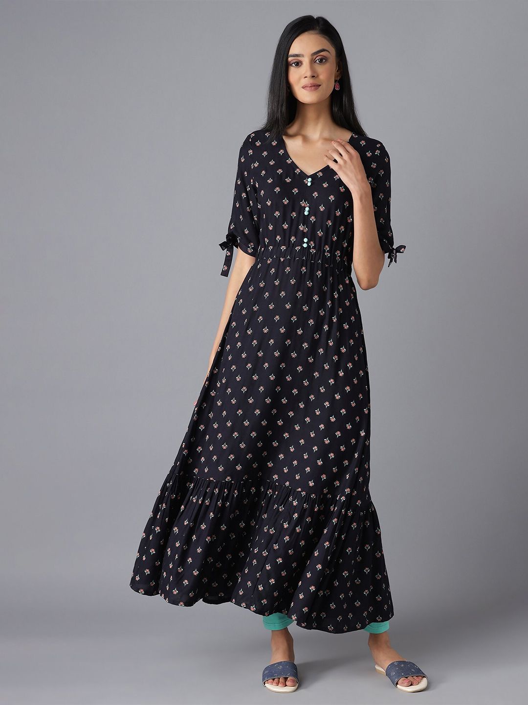 AURELIA Black Ethnic Motifs Maxi Dress Price in India